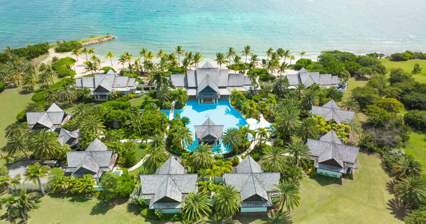 Lazy Lizard  Estate House at  Jumby Bay Island : Aerial View of Estate