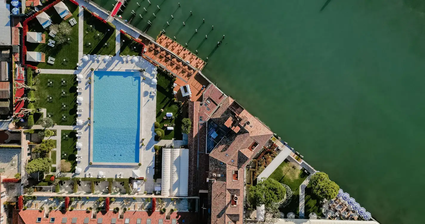 Hotel Cipriani, A Belmond Hotel, Venice : Aerial View of Hotel 
